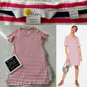 Boden Pink and White Striped ‘Imogen’ Jersey Dress | Women’s 10